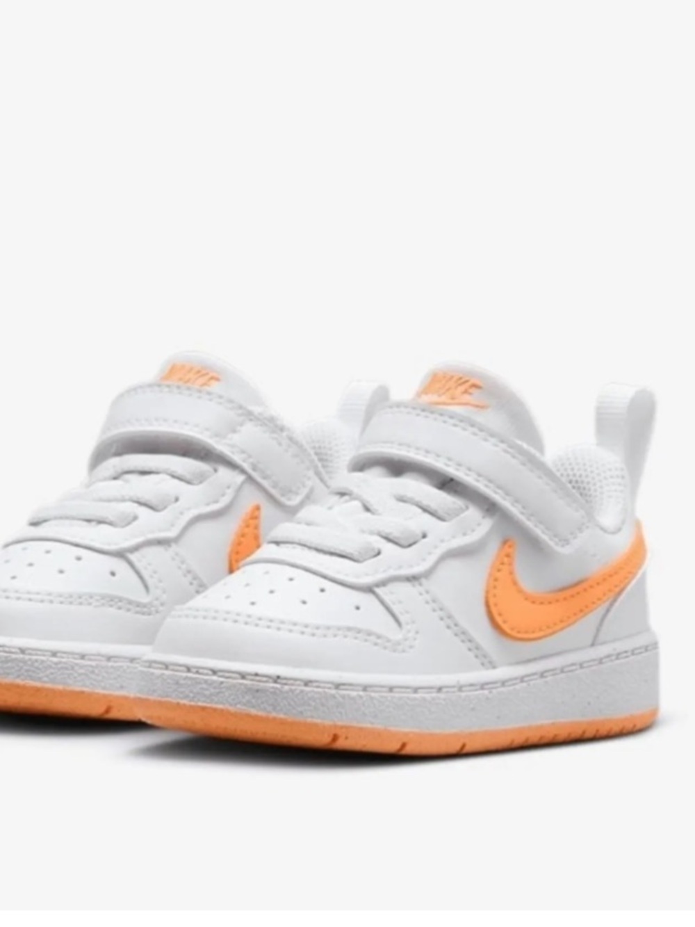 NWT- Nike Kids Court Borough Low Sneakers in White and Orange - Picture 6 of 8